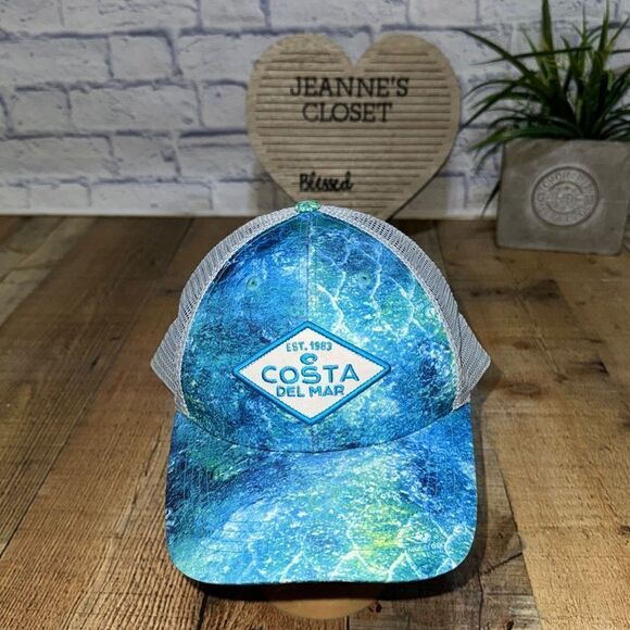 New Costa Del Mar Mossy Oak Coastal Mens Trucker Snapback Cap Hat - Picture 1 of 8